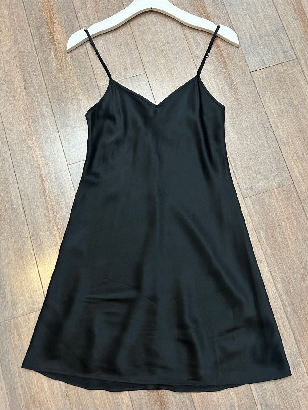 intimissimi Black Silk Slip Dress with Adjustable Straps size XS